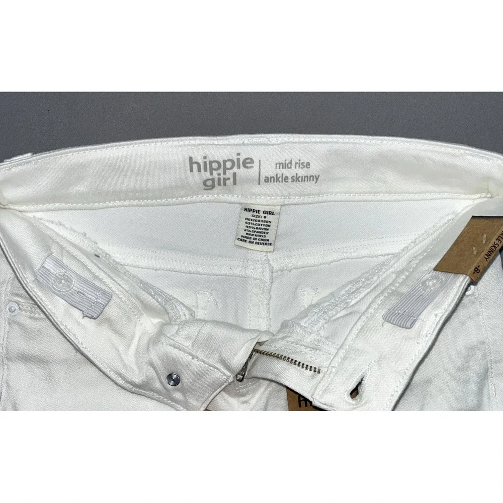 Hippie Girl Girls White Ankle Skinny Mid Rise Stretch Jeans Size 8 HG120A3885